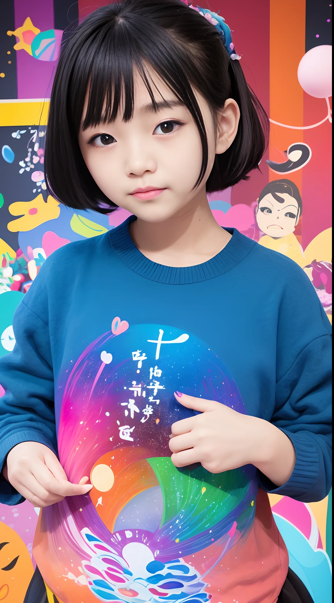 Generate text describing Arianna's paintings。Her work is full of passionate colors and unique shapes.、Grab the viewer's heart and keep them going.。Her work is like emotions and thoughts projected on a canvas.、Deeply impresses the viewer。In particular, please write in the image of her masterpiece.。