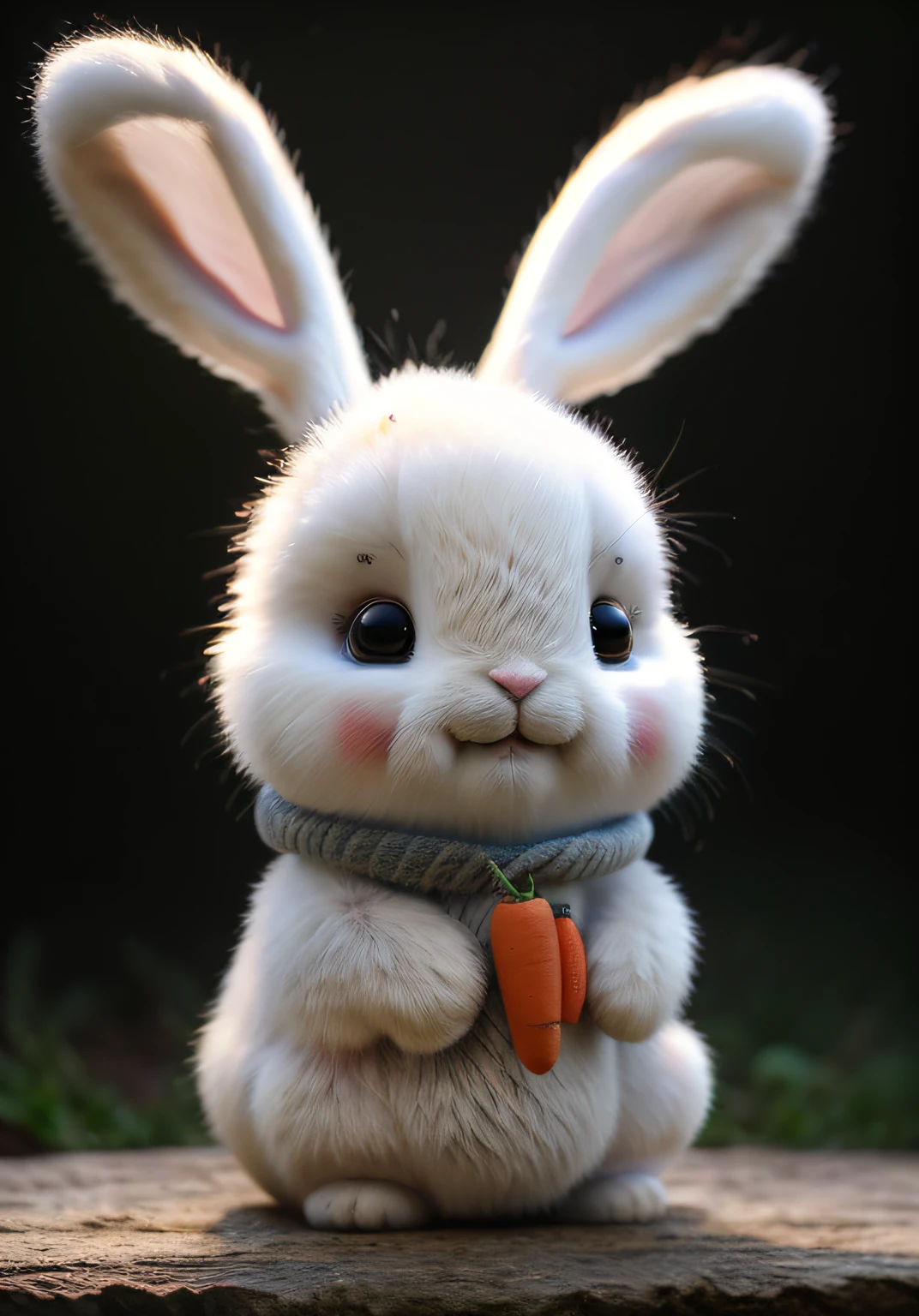 bunny, blur, bunny, carrot, nature, no_humans, depth of field, to8contrast style, , (8k, RAW photo, best quality, masterpiece: 1.2)
