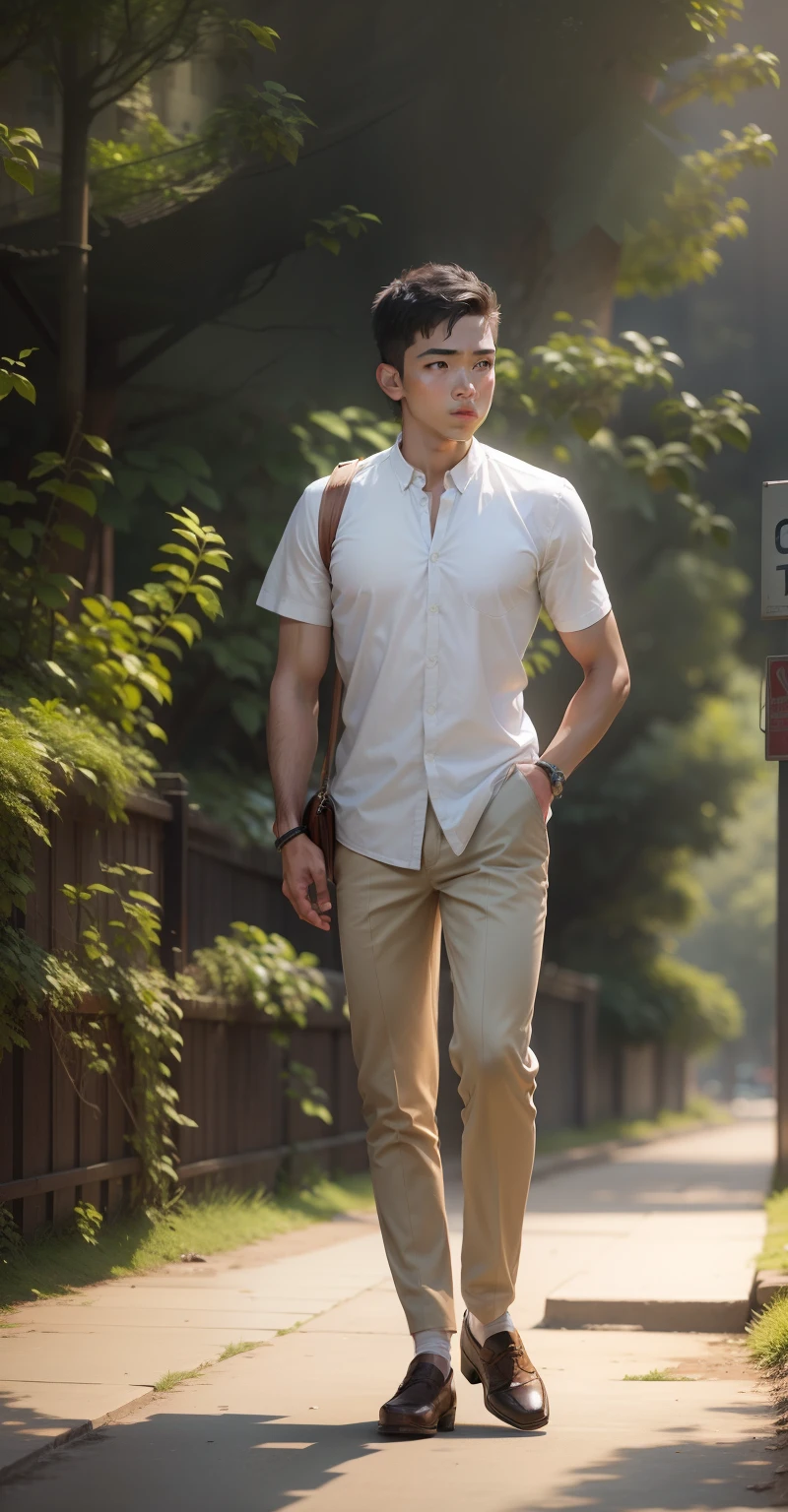 Change background Look boy, realistic face,