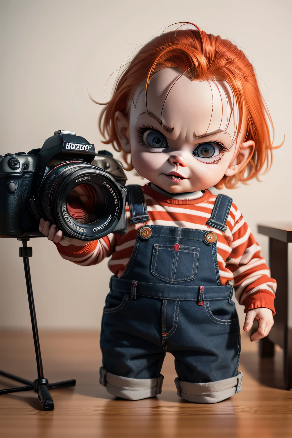 Create an image of the Chucky doll by recording a photo with a camera