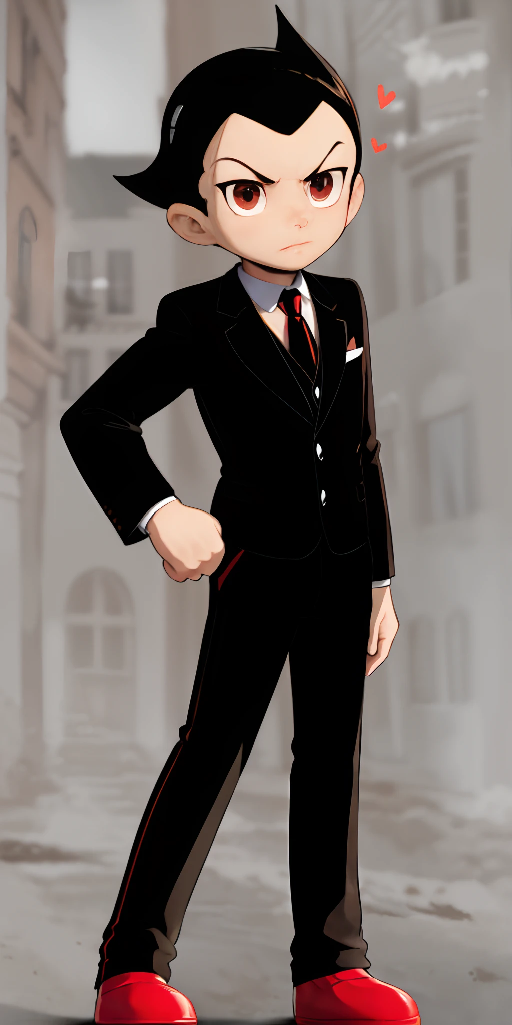 cartoon drawing of a man in a suit and red shoes, !!full body portrait!!, in a black suit, character full body portrait, wearing a black noble suit, full body portrait of a short!, wearing a black suit, wearing black suit, he is wearing a suit, in a suit, fullbody portrait, stylized portrait formal pose, in his suit