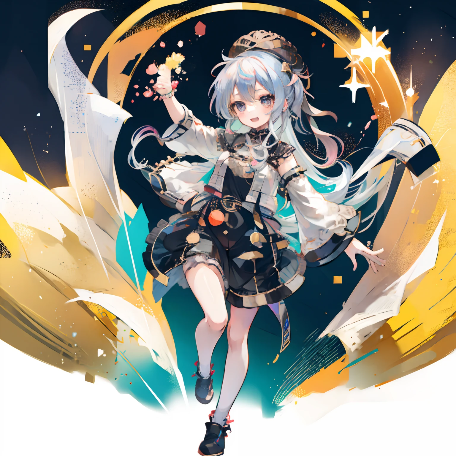 1girl, (chibi:1.3),
full body
looking at viewer, blush, smile, :d, open mouth
girl dancing, white hair,
looking at viewer,