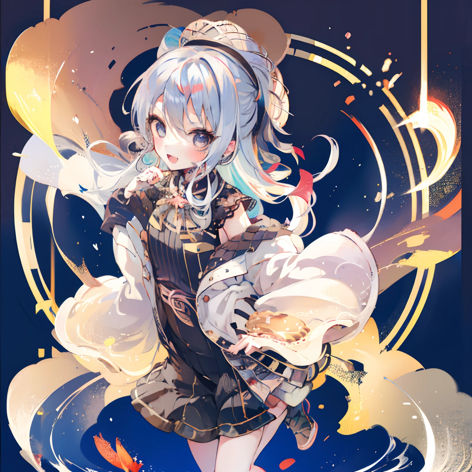 1girl, (chibi:1.3),
full body
looking at viewer, blush, smile, :d, open mouth
small girl dancing, white hair,
looking at viewer,
