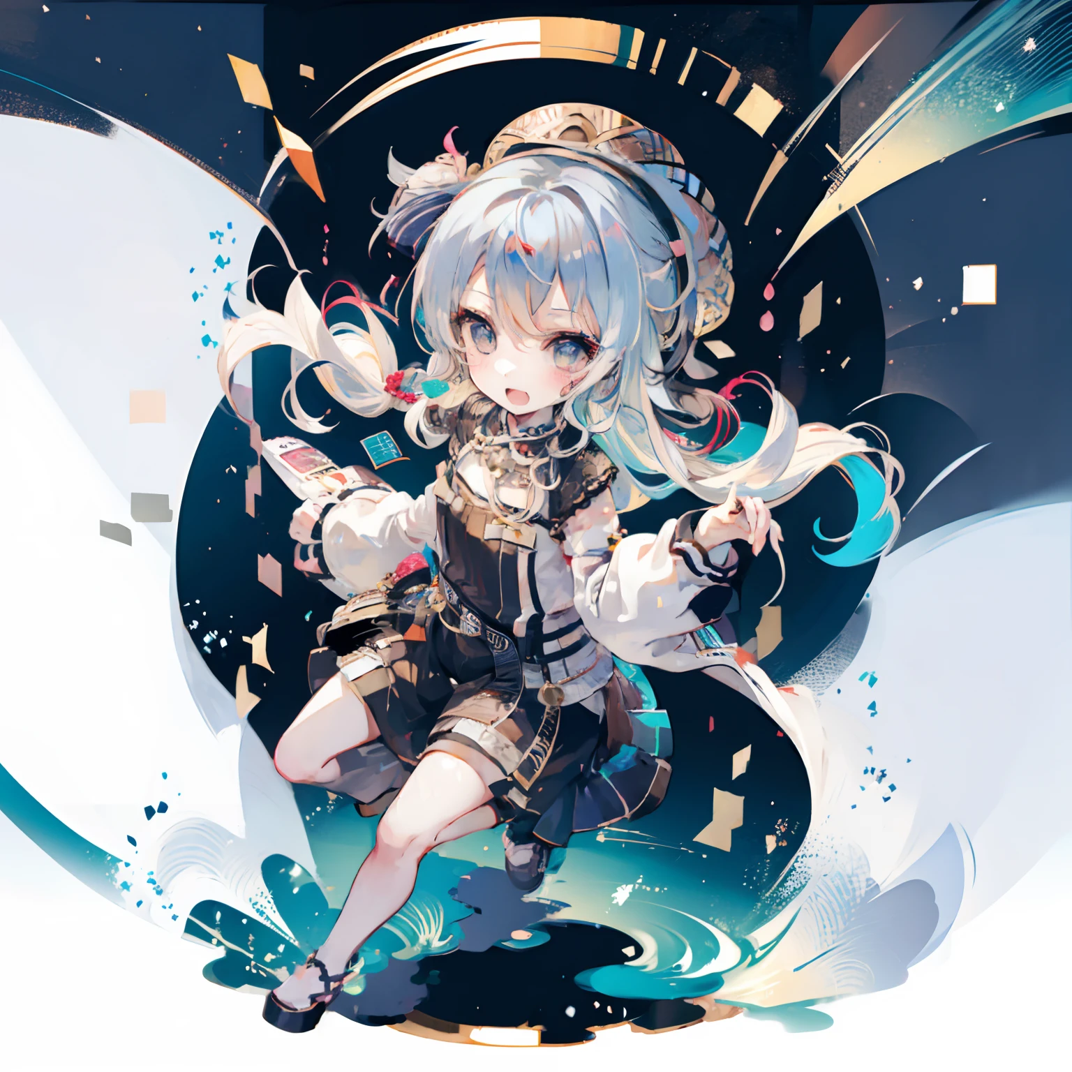 1girl, (chibi:1.3),
full body
looking at viewer, blush, smile, :d, open mouth
small girl dancing, white hair,
looking at viewer,