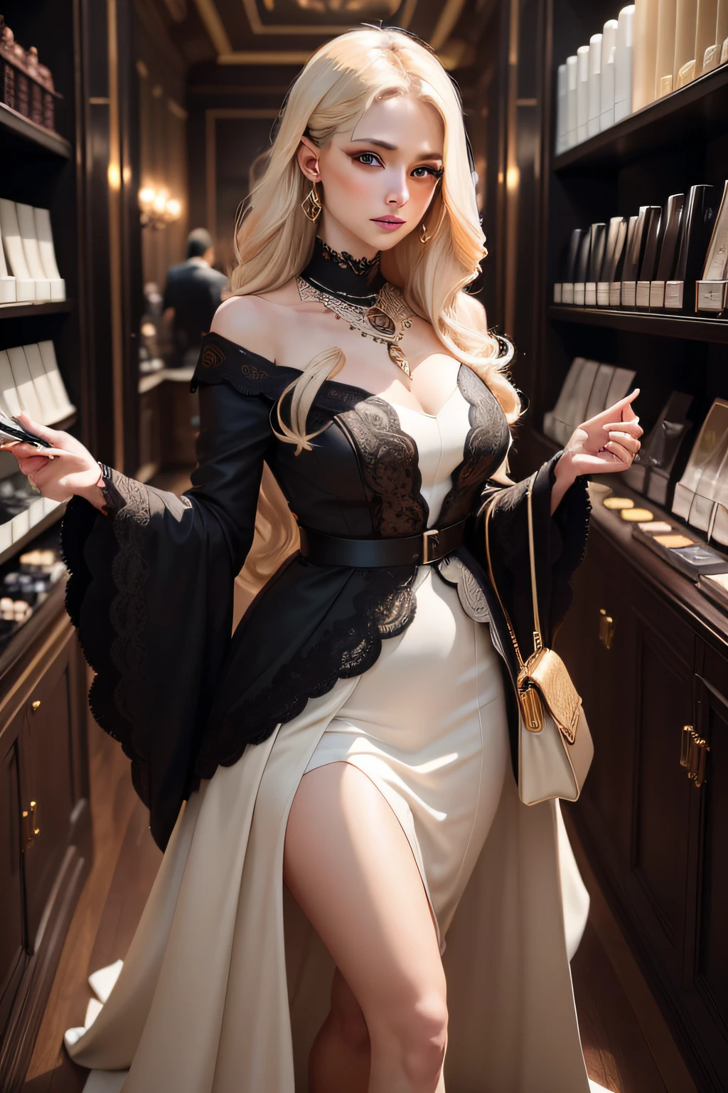 "Por favor, create a visually stunning and sophisticated image for the landing page of the store 'ELIXIR Cosmetics, Apparel & Luxury Goods'. The image should capture the essence of luxury and elegance associated with the 'ELIXIR' brand. You can incorporate elements such as premium cosmetics, high-quality garments and exquisite accessories to convey the store's focus on luxury goods.

Make sure the image conveys the sense of exclusivity and sophistication that customers would expect from a luxury goods store. Use a color palette that evokes elegance and highlights key elements that represent the wide range of products offered by the store, from high-end cosmetics to uniquely designed clothing and accessories.

Lembre-se de que a imagem deve ser atrativa e cativante, encouraging visitors to the landing page to explore the variety of luxurious products available in the store 'ELIXIR Cosmetics, Apparel & Luxury Goods'. The goal is to create a visual appeal that reflects the quality and style of the brand."