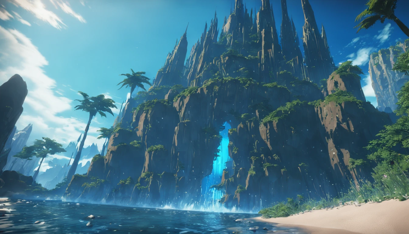 Lost Atlantis under the sea made out of gold and cupper, shot from outside the water, long shot, rendered in unreal engine 5, realistic, high detailed, ultra quality, no human, no trees, no green plants, no plants, no sun shine