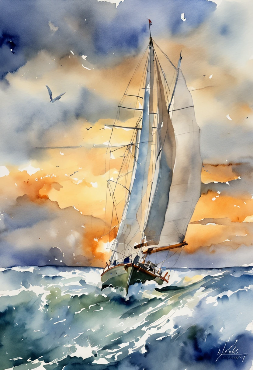 yacht on sea storm