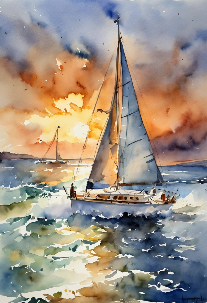 yacht on sea storm