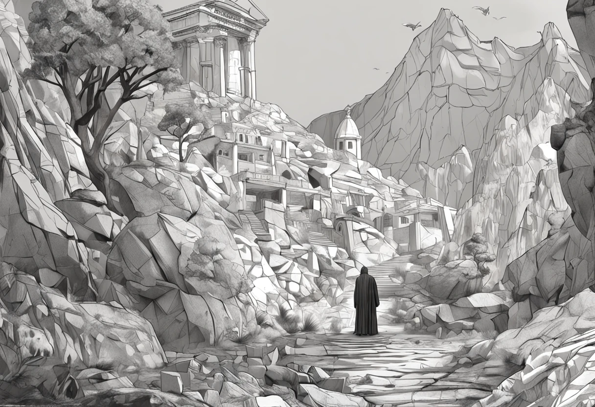 Old Greek philosopher, forte estoico feito com pedra negra, estilo de escultura por Giovanni Strazza, profundidade de foco bokesharp, Sombras, mistborn, nevoeiro, muito alto detalhado, cinematic lighthing, Kinematic, alto detalhado, Ultra Detalhado, Highlight lighting, cores muito divinas, realista, 8k, HDR