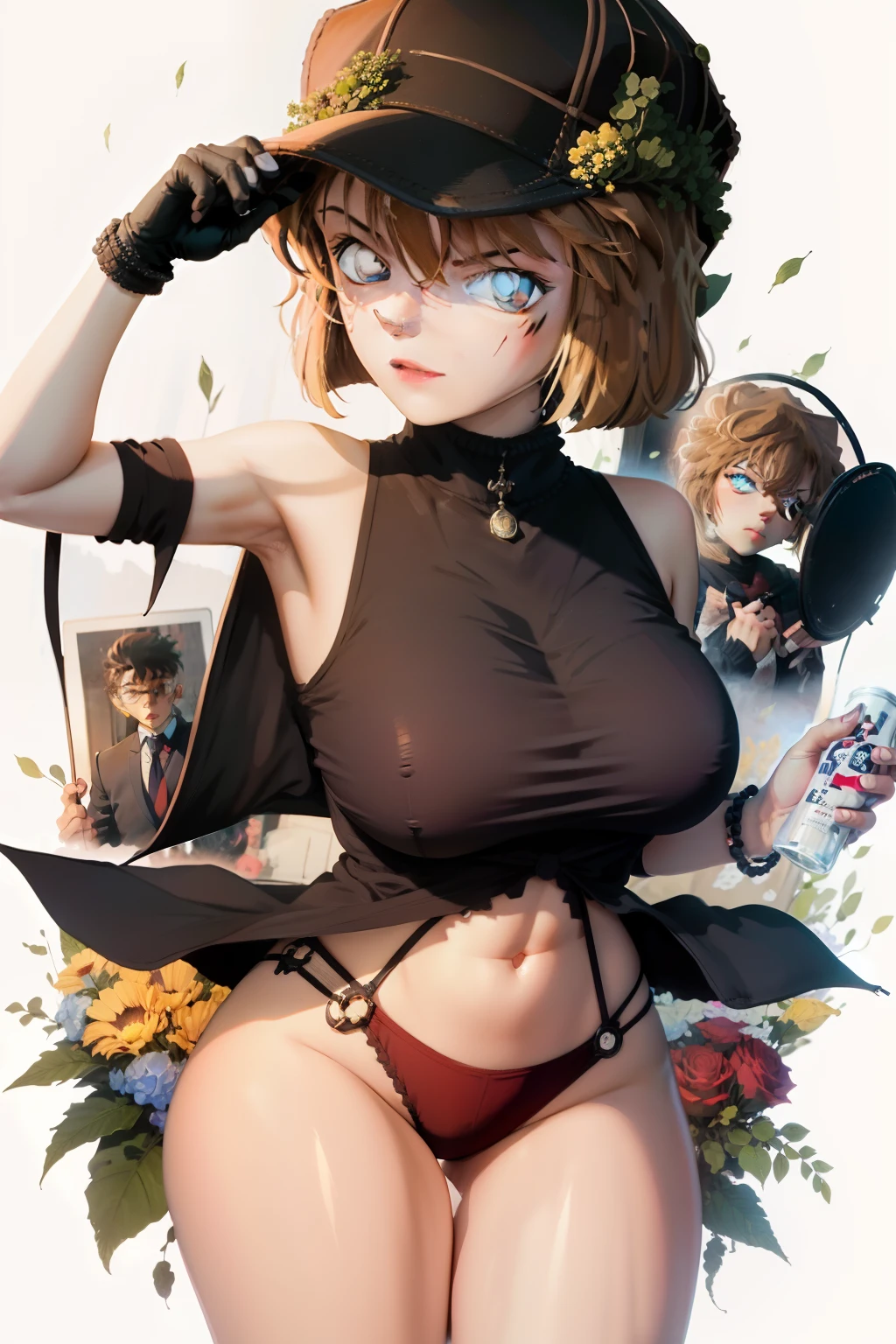 (((tmasterpiece))), (8k, high_resolution), cartoony, (distinct_image),((1girll, 独奏)) , extremaly detailed cg, ((best qualtiy)), (Narita Conan\(styled\), Deceive Conan\(styled\), meitantei conan), 独奏, Beautiful eyes and detailed face,tit