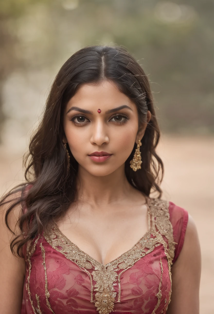 "(best quality,highres), Indian woman at temple, wearing transparent sari, beautiful detailed eyes and lips, short haircut, long eyelashes, realistic rendering, vibrant hues, high resolution, ultra-detailed, realistic rendering, high-resolution masterpiece, ", (woman's appearance is curved and attractive),




