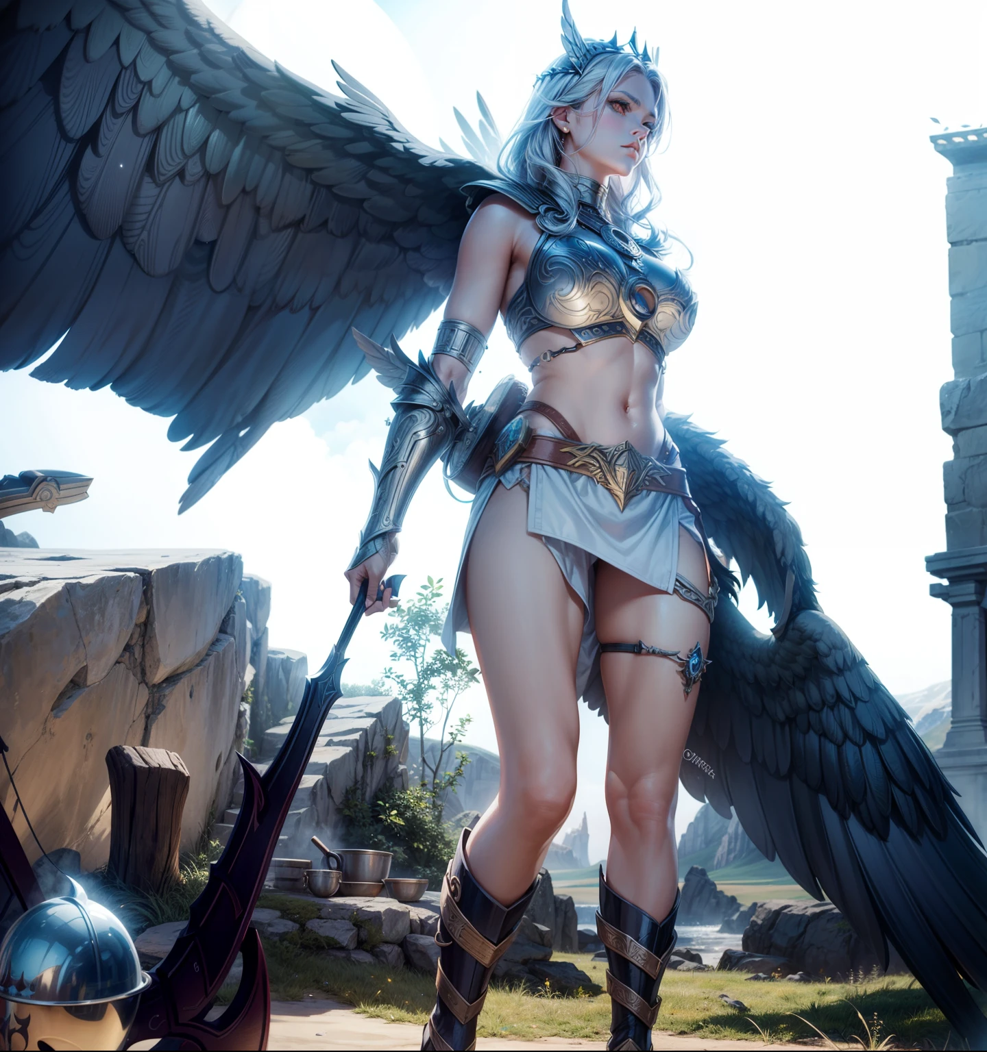 Asgard，valkyrie，Senhora Cavaleiro，anatomia correta，epic fantasy digital art，tmasterpiece，8k，high-definition resolution，Desenho detalhado，alta qulidade，, Epic composition,