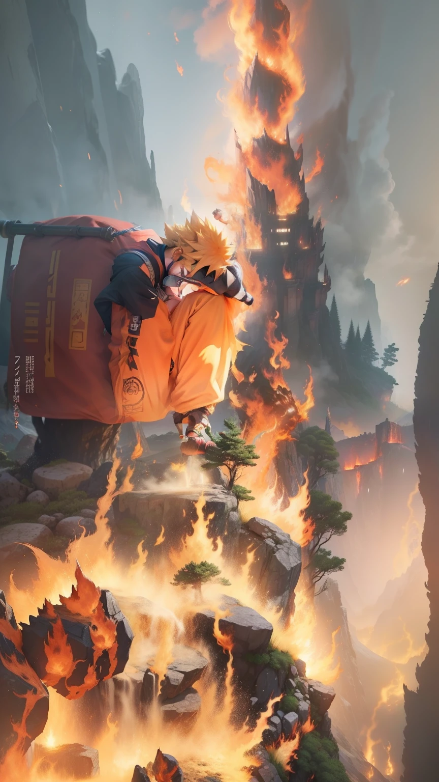 Body change into Naruto style and background change into Fire mountain