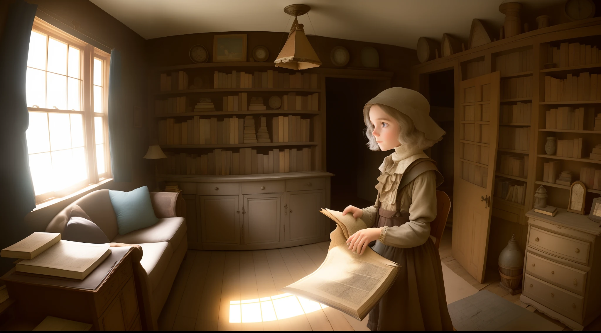 she ventured inside. To her amazement, she discovered a room filled with dusty old books and maps. As she flipped through the pages, she realized that the cottage had once belonged to an explorer who had traveled to the farthest corners of the world in search of wonders.