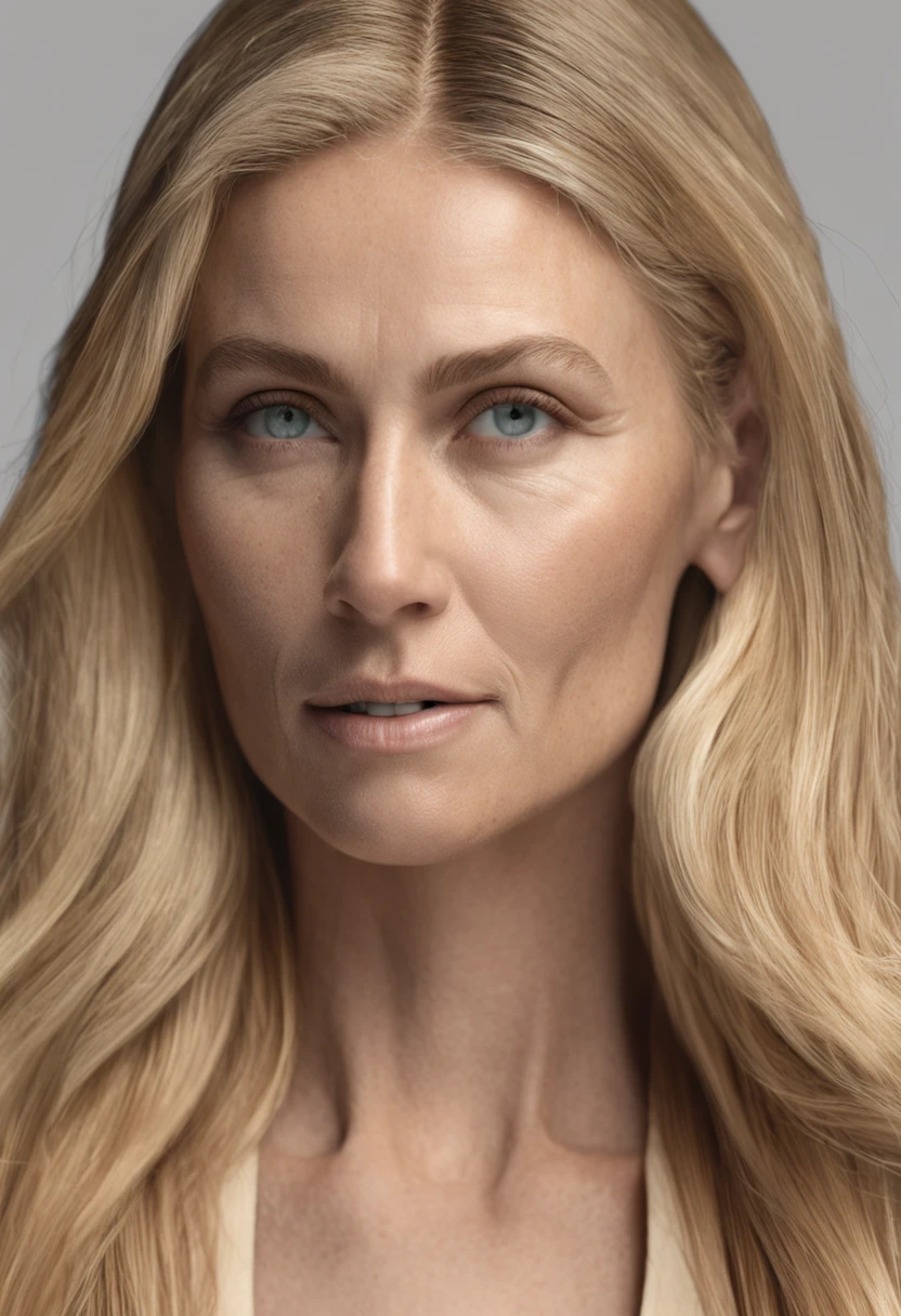 Female Leader, Long straight blonde hair, in a thin and elegant suit, frontal view, Very detailed, 35 years old, natural wave hair, blue eyes, hight resolution, Masterpiece, Best Quality, intricate details, Highly detailed, sharp-focus, detailed skin, realistic skin texture, texture, A detailed eye, Professional, 4k, Canonical shooting, 85mm, Shallow depth of field, Kodak Vision Color, a perfect fit body, Extremely detailed, photo_\(ultra\), Photorealistic, Realistic, postprocessed, max detail, roughness, Real life, ultra realistis, photo realism, photografic, 8K UHD, photografic (film grains) Medium shot for close-up shots, atmospheric dark lighting