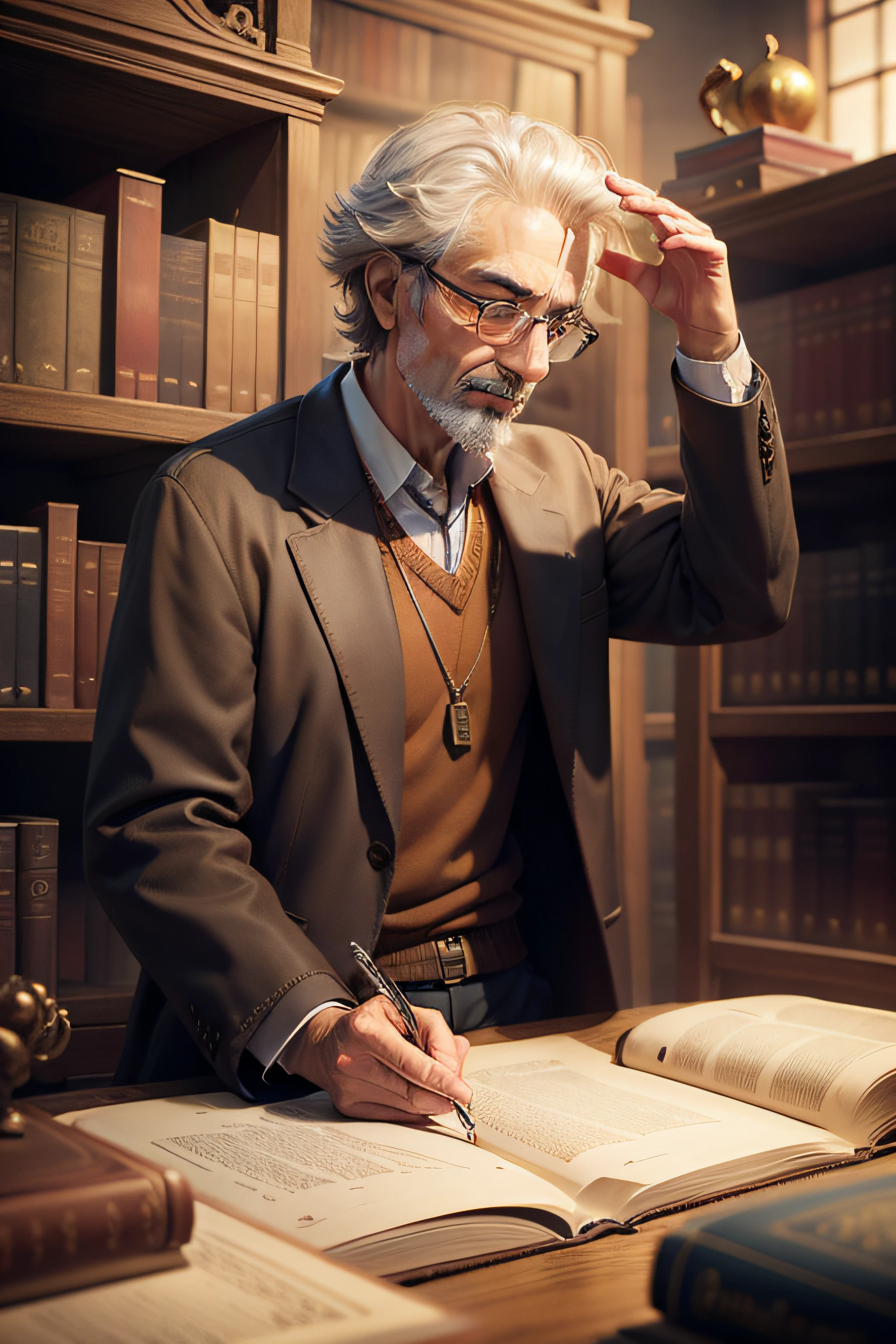 philosopher in a library