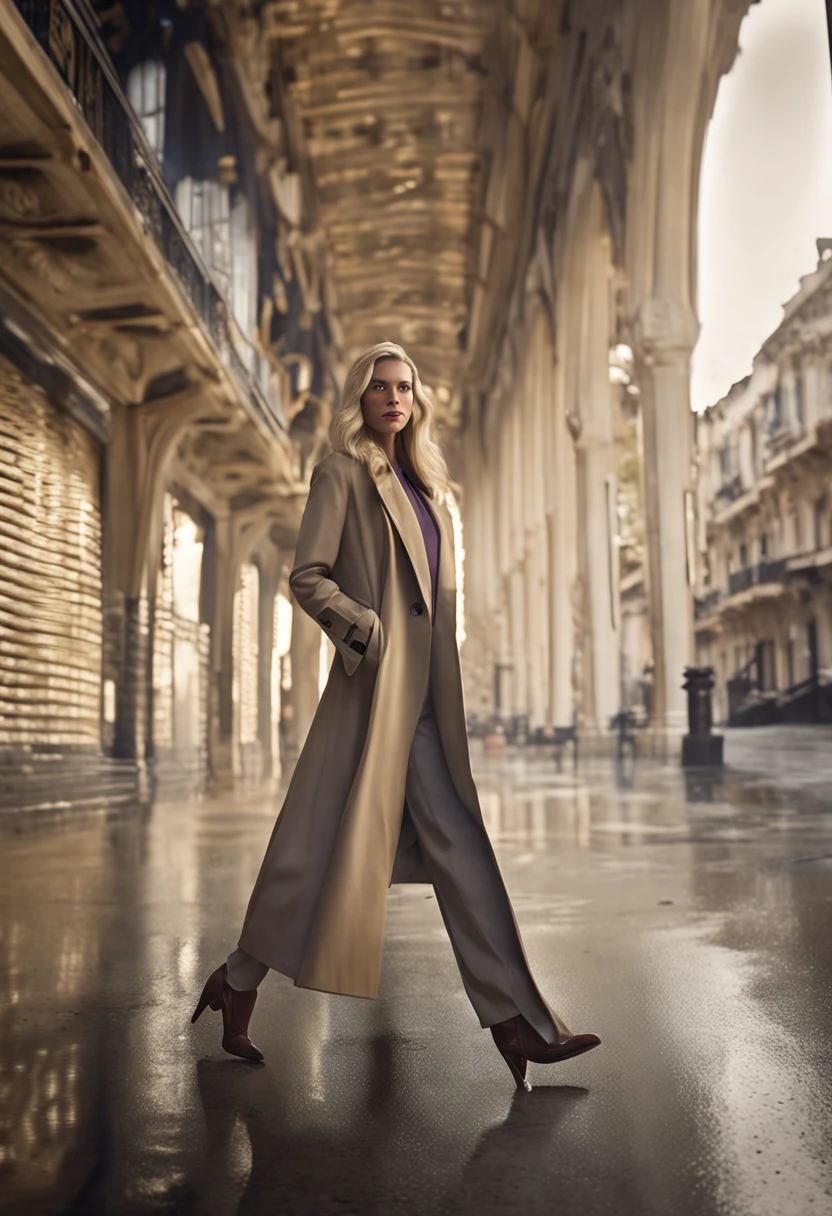 Executive woman, long straight blonde hair, wearing a thin and elegant suit, front view, very detailed, 35 years, natural wave hair, blue eyes, high-res, masterpiece, best quality, intricate details, highly detailed, sharp focus, detailed skin, realistic skin texture, texture, detailed eyes, professional, 4k, Canon shot, 85mm, shallow depth of field, Kodak vision color, perfect fit body, extremely detailed, photo_\(ultra\), photorealistic, realistic, post-processing, maximum detail, roughness, real life, ultra realistic, photorealism, photography, 8k uhd, photography (grain of film) medium shot for closeup shot atmospheric dark lighting