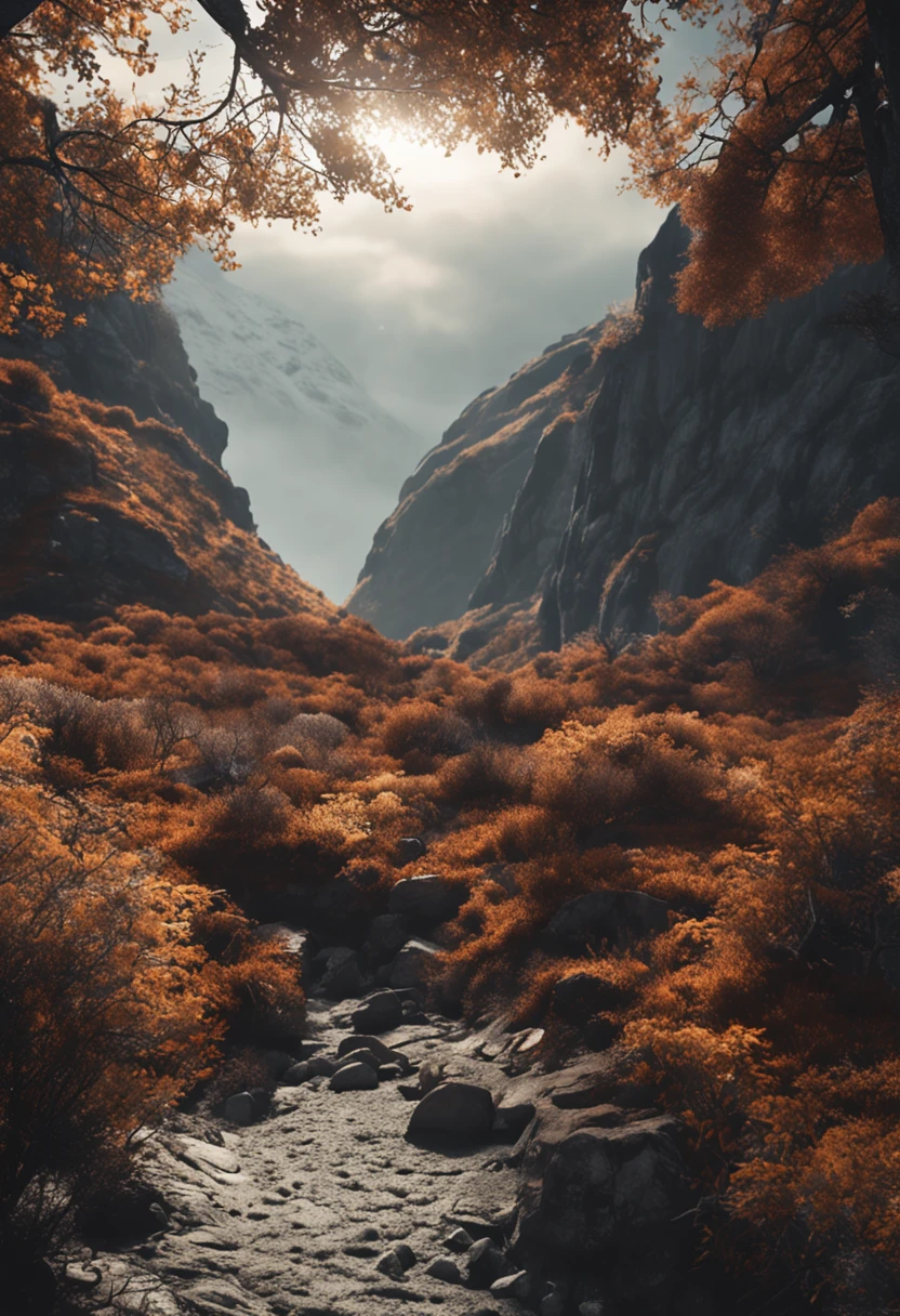 mountains, best quality,, highly detailed, professional, 4k, Canon shot, 85mm, shallow depth of field, extremely detailed, photo_\(ultra\), photorealistic, realistic, post-processing, maximum detail, roughness, real life, ultra realistic, photorealism, photography, 8k uhd, photography (grain of film) medium shot for closeup shot atmospheric dark lighting