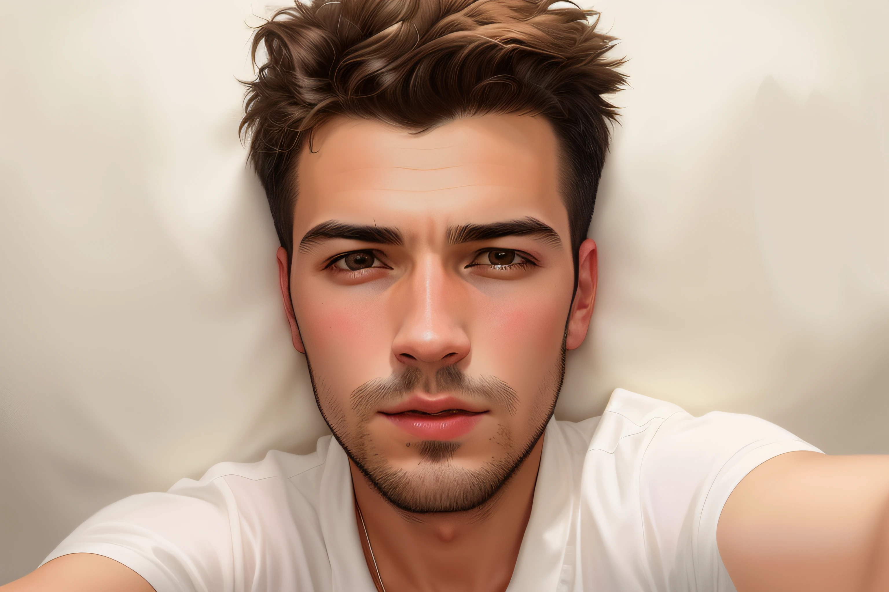 boy in white shirt pointing at a person with his finger, mateus 9 5, profile picture 1024px, daniel dociu, hyperealistic photo, selfie photo, liam, profile image, profile photo, very very low quality picture, profile pic, 1 6 years old, by Nicholas Marsicano, foto realista, 1 / 4 headshot