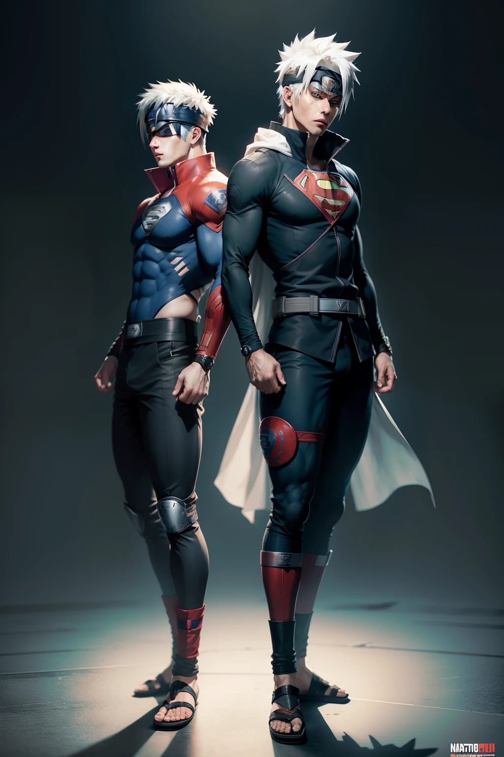 Special effects hero works、Two Men、Handsome 2(justice(Victory)red+Zubat the Hero VS the Villain(negative)black+Dhaka - Fighters) Victorynegative Handsome 30 year old undercut between legs