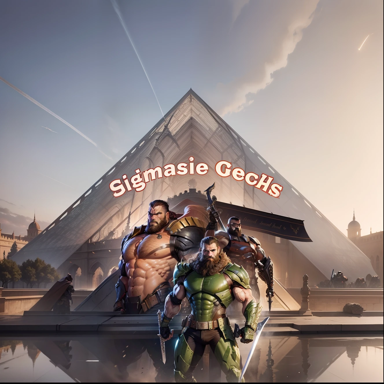 Gigachad Muscles Fisic DoomSlayer Chad ChadFace GigachadFace Beard Sword Louvre