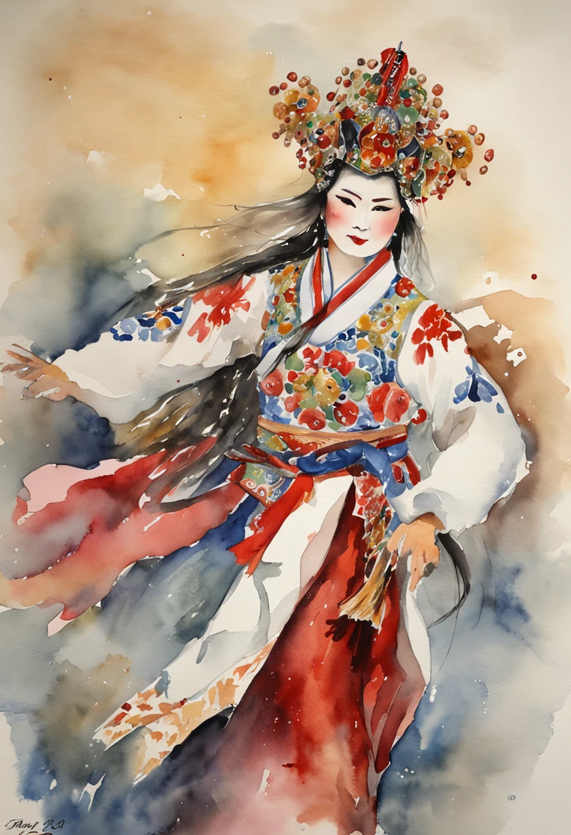 "stage lighting, Peking Opera actors performing, War is at a distance, Grupo de soldados correndo dentro"