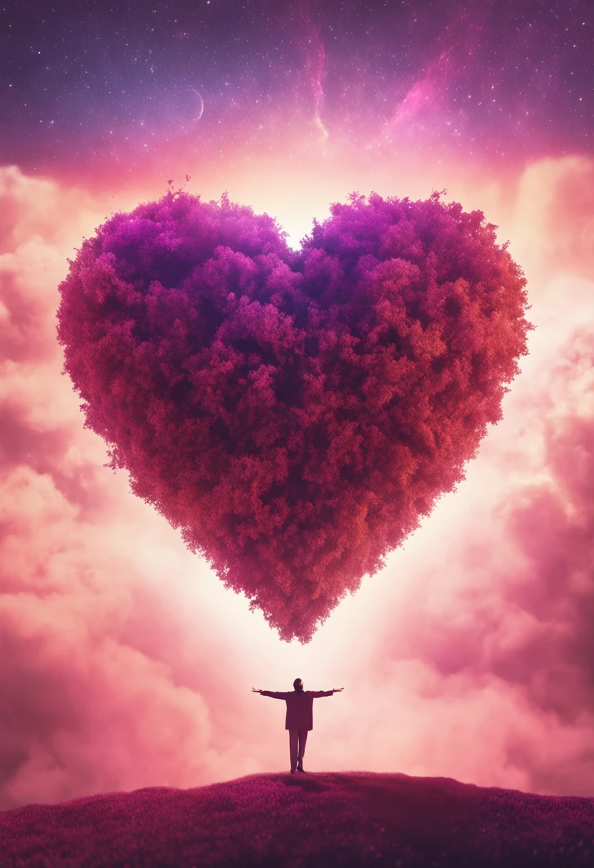 A visual representation of a tranquil heart radiating life for a healthy body.