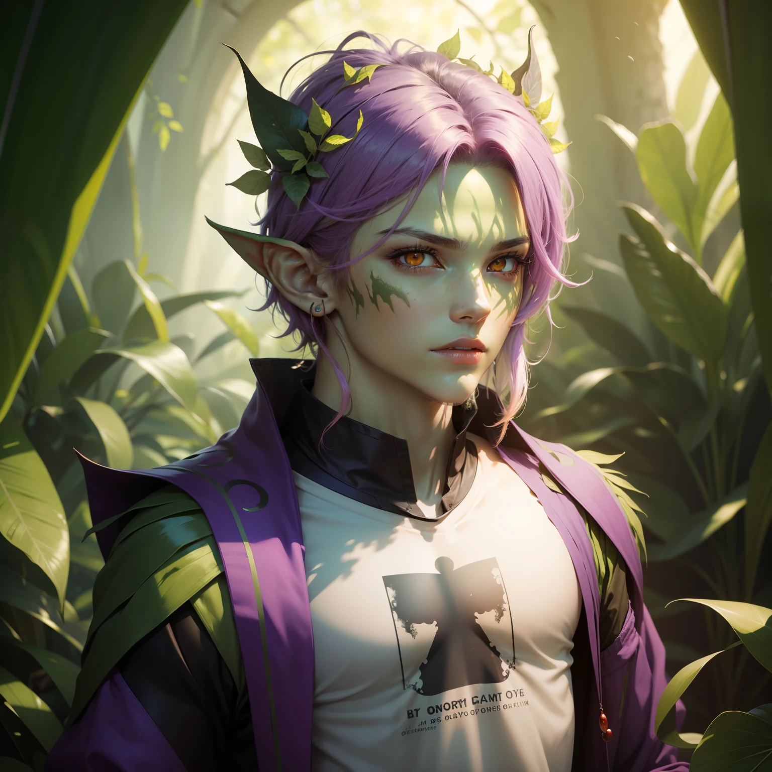 completely orange eyes , green skin