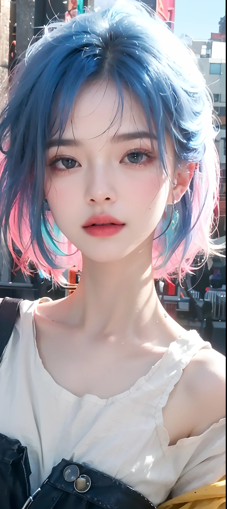 primitive, Masterpiece, ultra fine photos,, Best quality, Ultra-high resolution, Realistic, Sunny, full-body portraits, Amazing beauty, Dynamic posture, exquisite face, Vibrant eyes, (Side view), Very detailed background, Detailed face, detailed tidy background, Gorgeous, High detail skin, Realistic skin details, Visible pores, Clear focus, volume fog, 8K UHD, Digital SLR, High quality, filmgrain, Fair skin, Realism,(Stunning beautiful girl:1.4)
