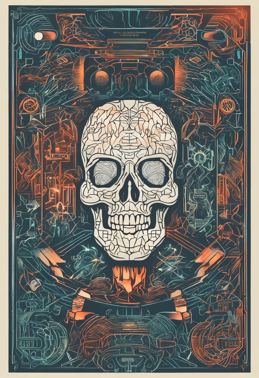 ink colored brain with gears