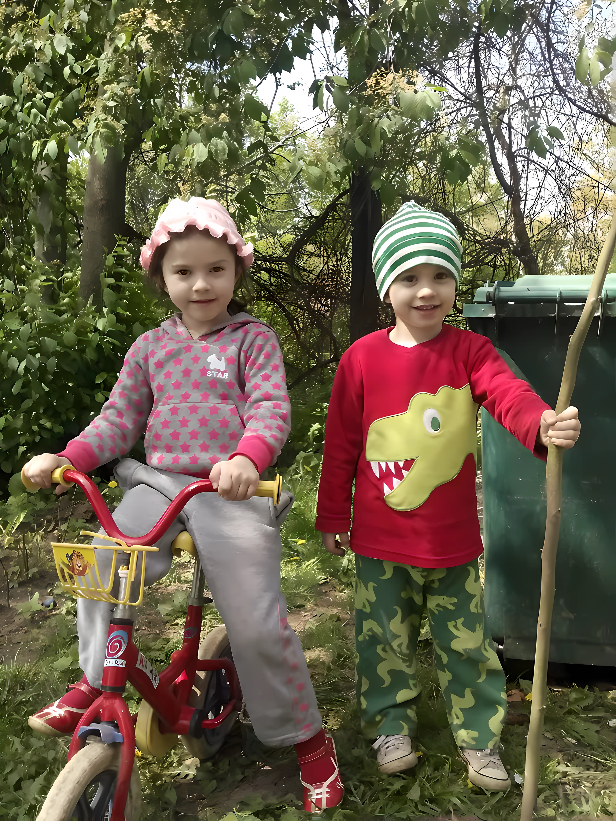 there are two children that are standing next to each other, having a good time, children, ekaterina, very very happy!, having a great time, by Stefan Gierowski, petros and leonid, by Maksimilijan Vanka, artem, inspired by Carl Larsson, 👰 🏇 ❌ 🍃, a picture, outdoor photo, profile pic