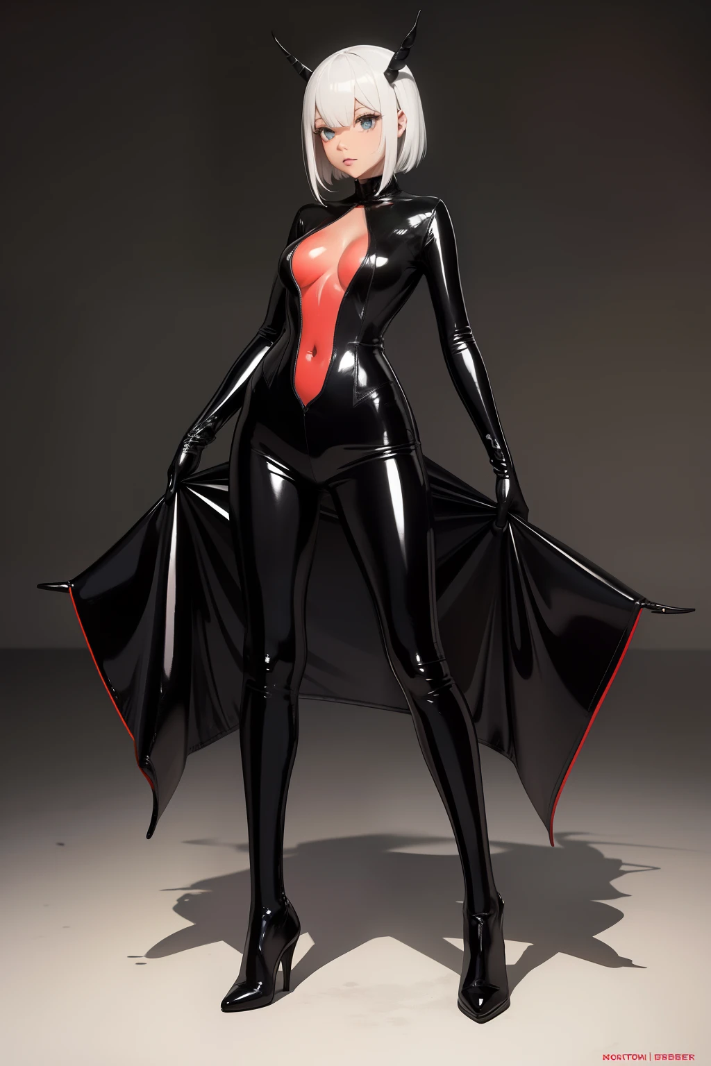 monster girl, insect, slim, latex, full body view