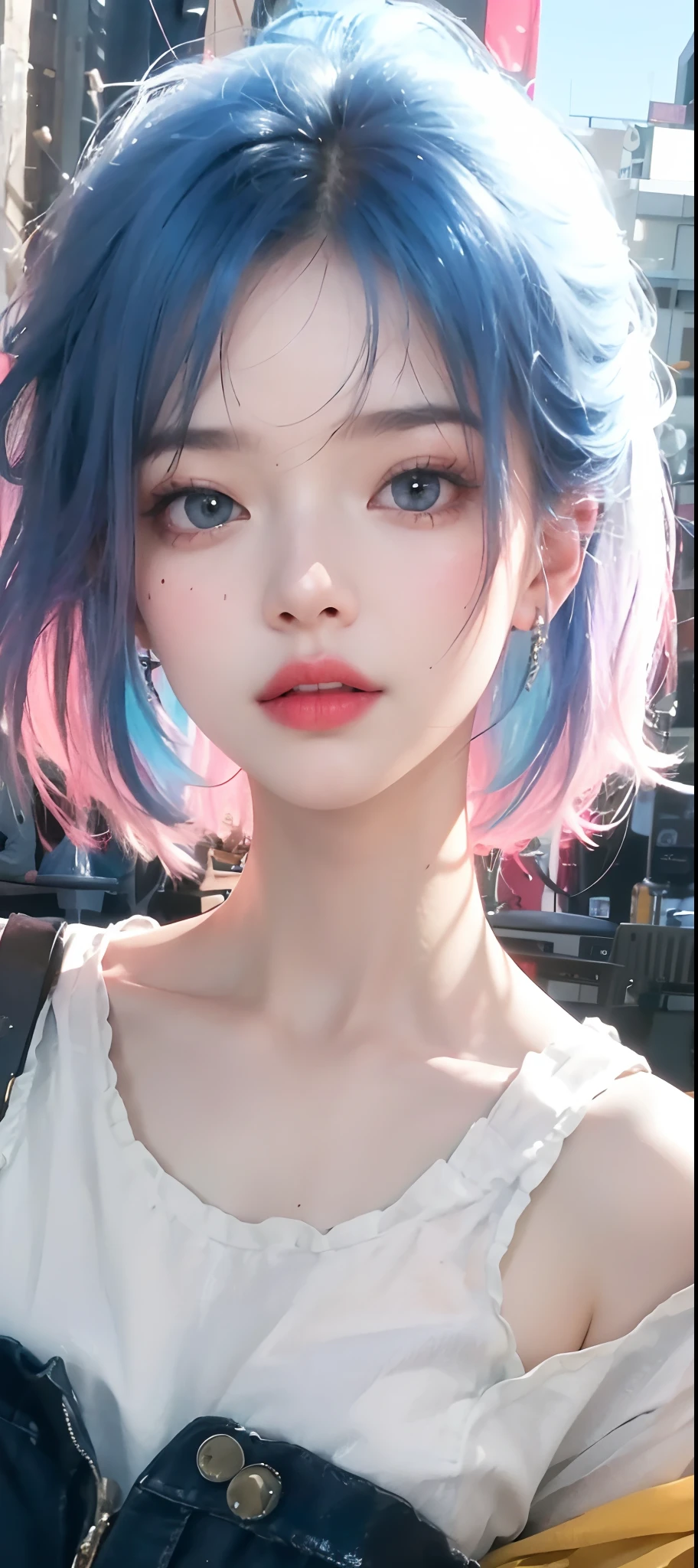 primitive, Masterpiece, ultra fine photos,, Best quality, Ultra-high resolution, Realistic, Sunny, full-body portraits, Amazing beauty, Dynamic posture, exquisite face, Vibrant eyes, (Side view), Very detailed background, Detailed face, detailed tidy background, Gorgeous, High detail skin, Realistic skin details, Visible pores, Clear focus, volume fog, 8K  UHD, Digital SLR, High quality, filmgrain, Fair skin, Realism,（Stunning beautiful girl：1.4）