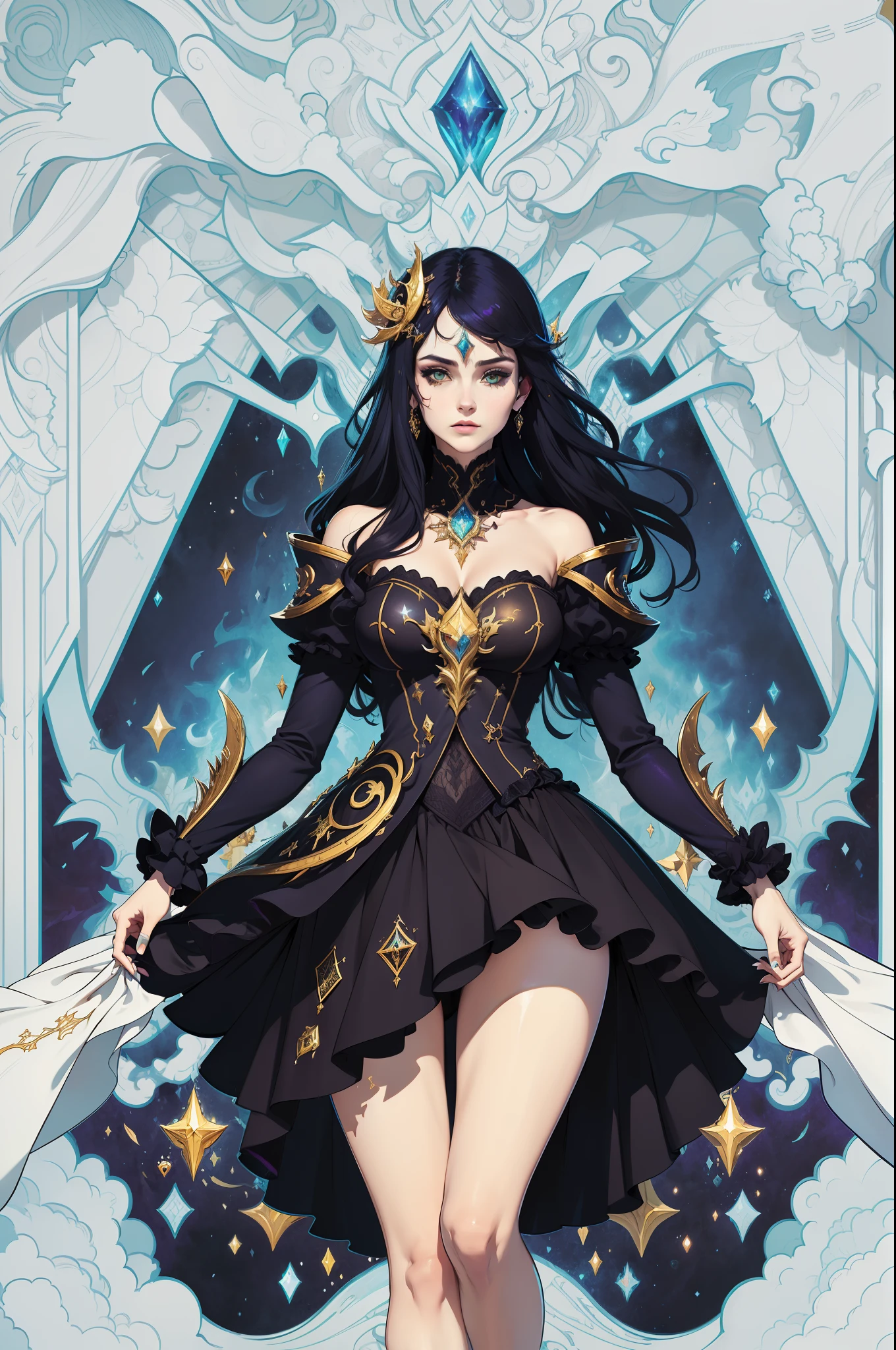(((high quality, Masterpiece, High resolution, Textured skin, high quality, Caution about scars, Precise CG unification, game CG, masterpiece))), (One girl), brown eyes, Are standing, black long hair, wizard, magic circle, blue flame, activating magic,
