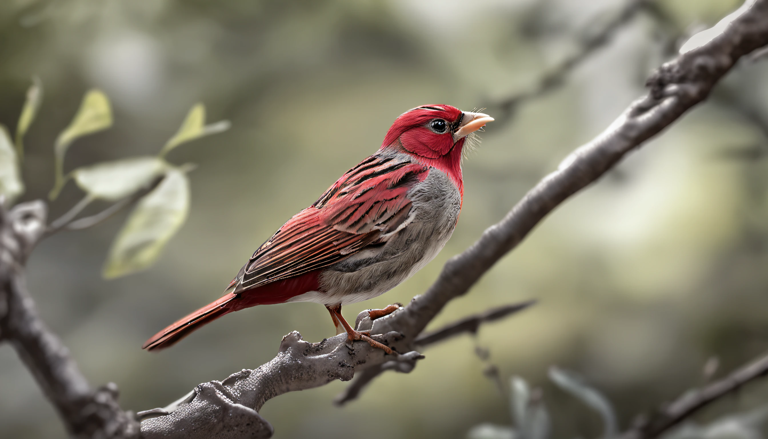 There is a little bird called a Javan sparrow perched on a tree, Renderizado realista natural, fotorrealista altamente detallado, render fotorrealista, Arte conceptual fotorrealista, Render hiper real, Renderizado 3D realista rojo, Aves f CGsociety, Imagen fotorrealista, fotorrealista altamente detallado, Renderizado detallado hiperrealista, Imagen detallada fotorrealista, Red bird, super detailed render, Renderizado de alta calidad para un video de youtube