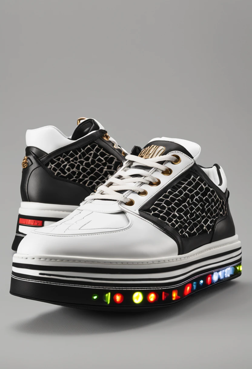 Of course, voici une description d'une illustration en texte pour des baskets de rappeur :
Imaginez des baskets de rappeur qui repoussent les limites du style et de l'audace. The upper of these sneakers is made of smooth black leather, decorated with relief details depicting motifs inspired by urban art. Touches of metallic gold highlight the contours of the shoe, ajoutant une touche de luxe et de glamour.
The outsole is equipped with state-of-the-art technology, with built-in LEDs that light up in sync with the rhythm of the music. Imagine the twinkling lights dancing to the sound of bass, creating an electrifying atmosphere at every step.
Les lacets, d'un noir profond, are woven with reflective threads, shining brightly in the spotlight. Each knot is adorned with a small pendant in the shape of a microphone, symbolisant la passion et l'expression artistique du rap.
On the side of the shoe, A custom logo represents the rapper's name, with stylized letters reminiscent of urban graffiti. The bright and contrasting colors of the logo reflect the energy and creativity of rap.
inside, une doublure en tissu doux et respirant assure un confort optimal, while a padded insole provides extra cushioning for stage performance.
These rapper sneakers are the ultimate choice for those who want to make a bold statement on stage. Elles allient style, Technology and personality, creating a unique visual and musical experience at every step. Walk in the footsteps of the greatest rappers with these sneakers that are sure to turn heads and thrill the crowds.