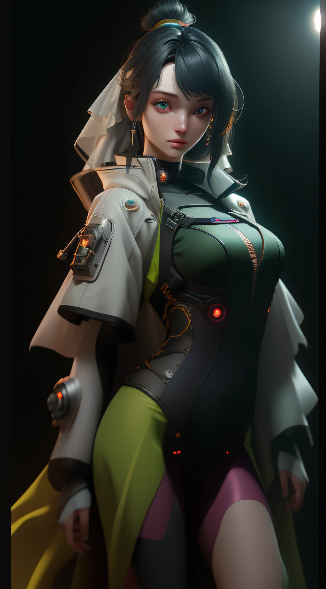 ((Best quality)), ((masterpiece)), (detailed:1.4), 3D, an image of a beautiful cyberpunk female,HDR (High Dynamic Range),Ray Tracing,NVIDIA RTX,Super-Resolution,Unreal 5,Subsurface scattering,PBR Texturing,Post-processing,Anisotropic Filtering,Depth-of-field,Maximum clarity and sharpness,Multi-layered textures,Albedo and Specular maps,Surface shading,Accurate simulation of light-material interaction,Perfect proportions,Octane Render,Two-tone lighting,Wide aperture,Low ISO,White balance,Rule of thirds,8K RAW,