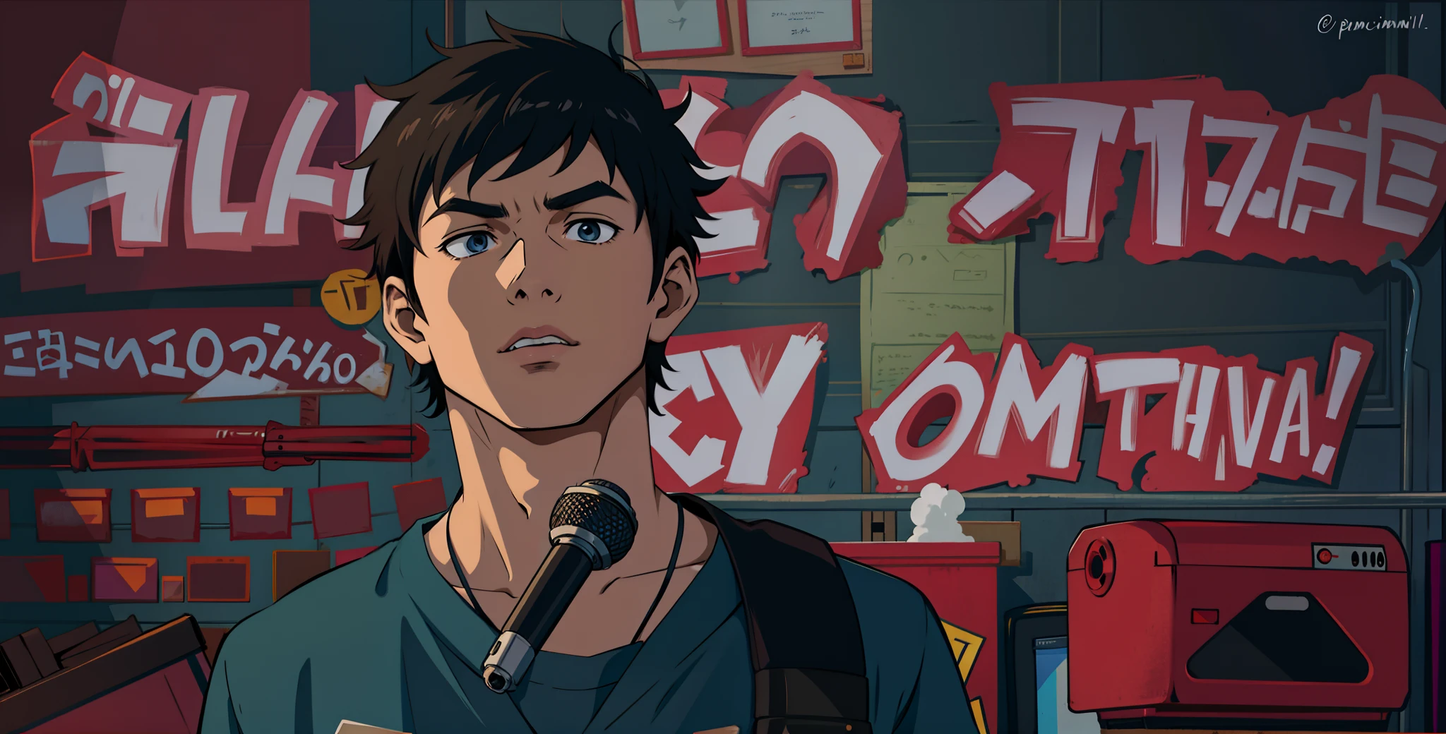 Anime scene, highschool guy