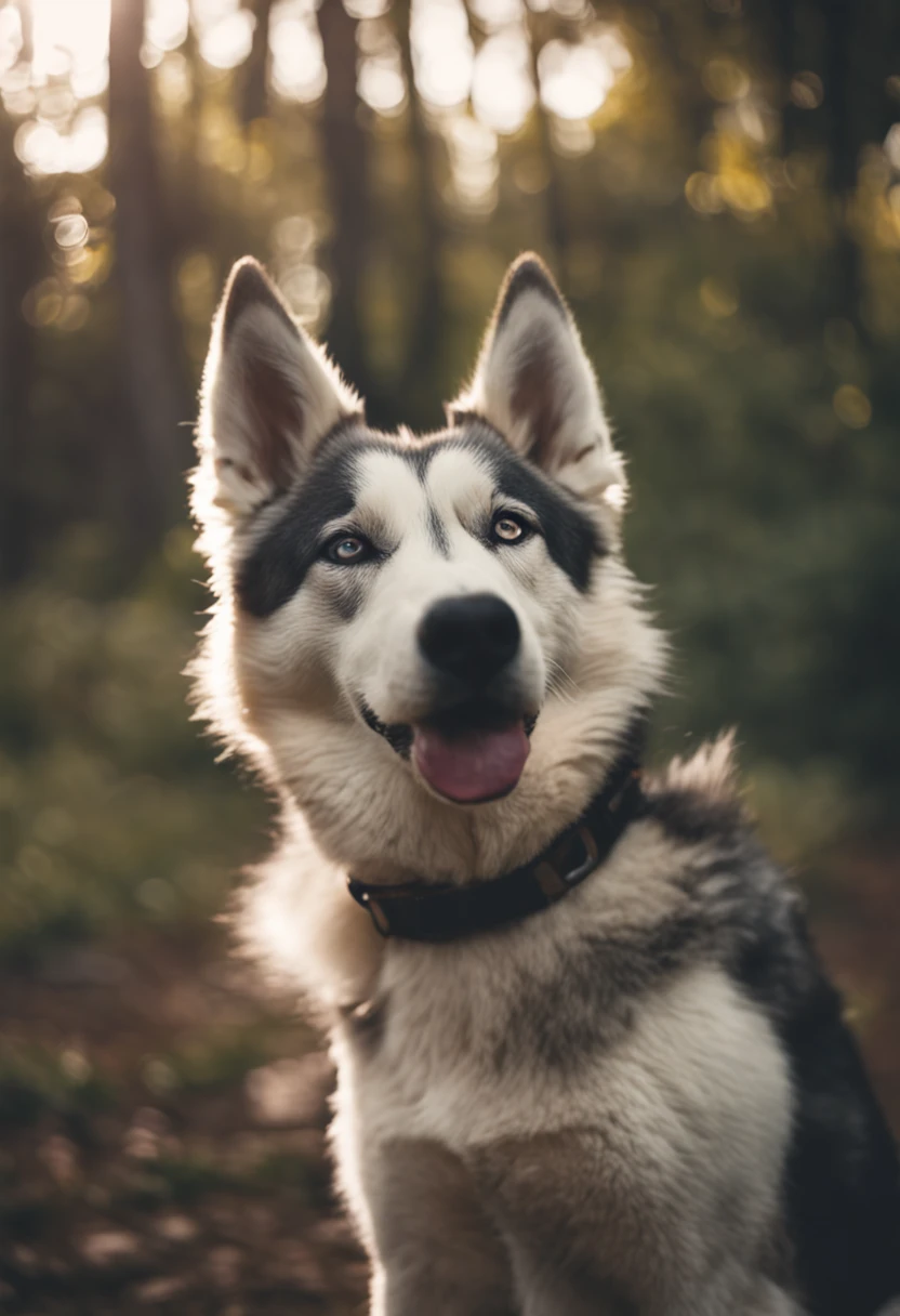 close-up polaroid photo, of a husky, soft lighting, outdoors, 24mm, Nikon D90