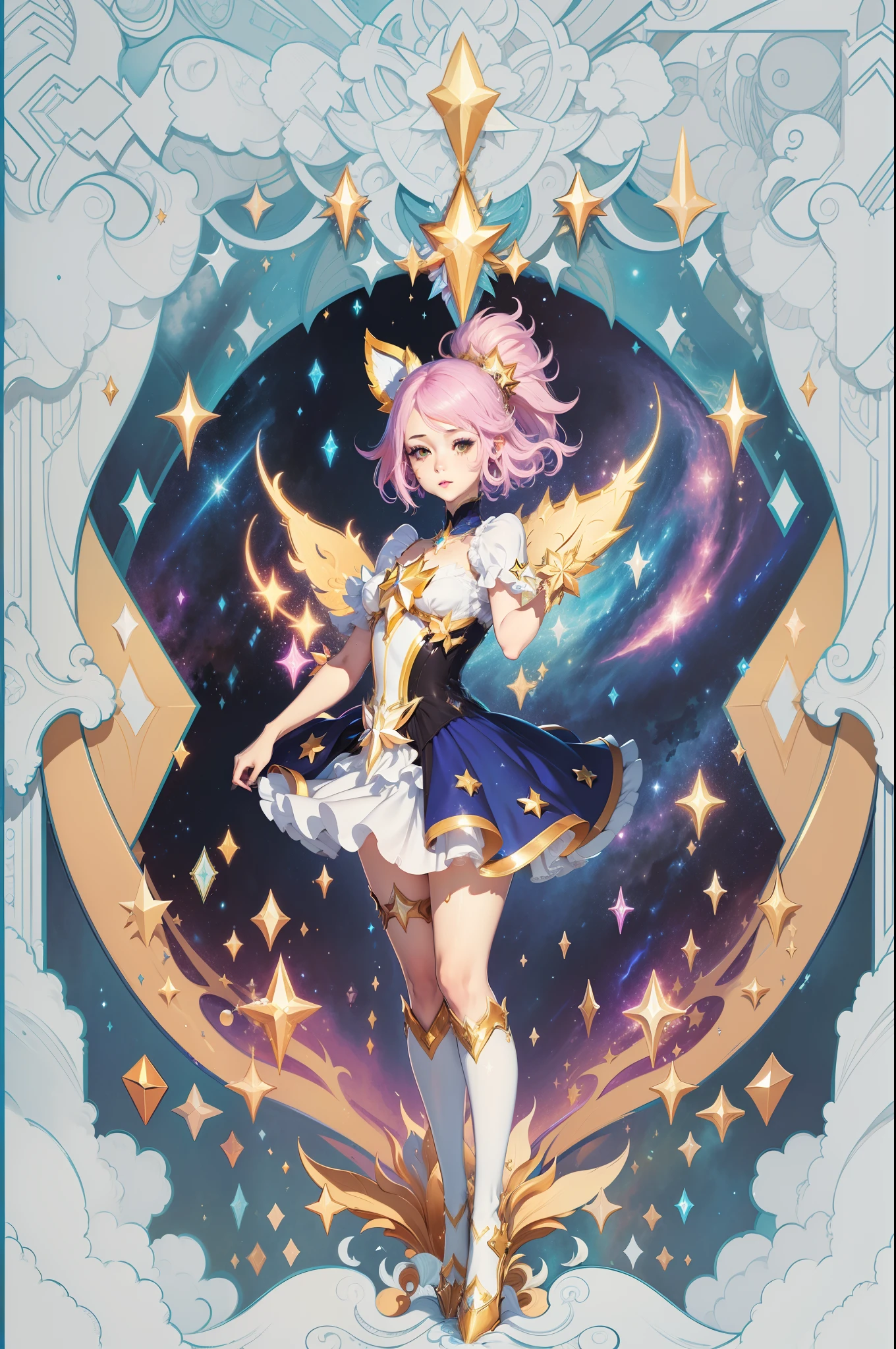 (obra-prima, qualidade superior, melhor qualidade, Arte Oficial, Beautiful and Aesthetic: 1.2), (1girl), extremamente detalhado, (Arte Fractal: 1.3), Colouring, Mais Detalhado, short hair (lux, star guardian, league of legends)