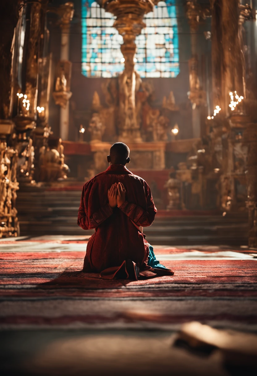 person praying on their knees on the ground