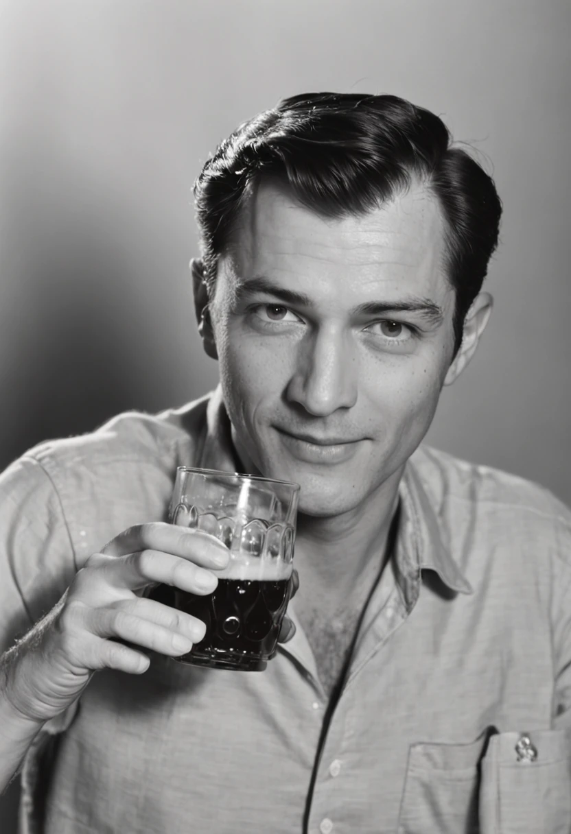Elvis Presley drinking beer