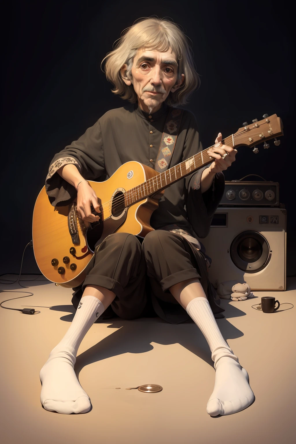 George Harrison, As a sock puppet,concept art, 4k