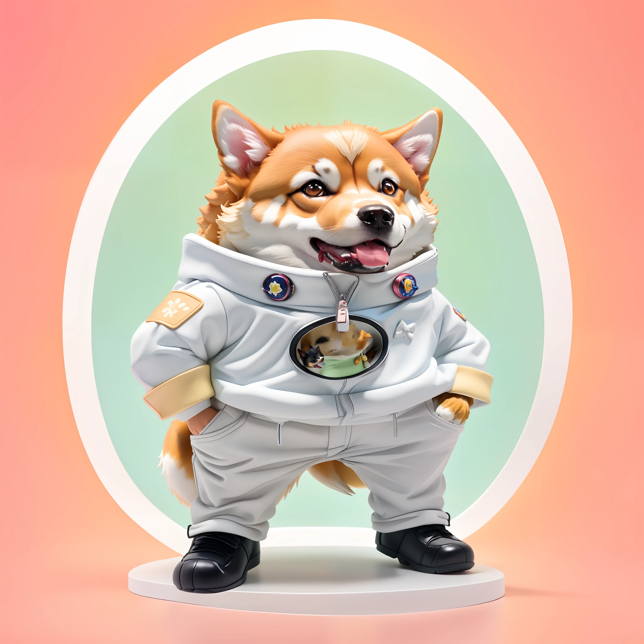blind box toy style, anime style illustration of a man and a dog dressed in formal clothing, anthropomorphic shiba inu, inspired by Shiba Kōkan, shiba inu cosmonaut, shiba inu holding a baseball bat, shiba inu cosmonaut portrait, shibu inu, shiba inu, shiba inu portrait