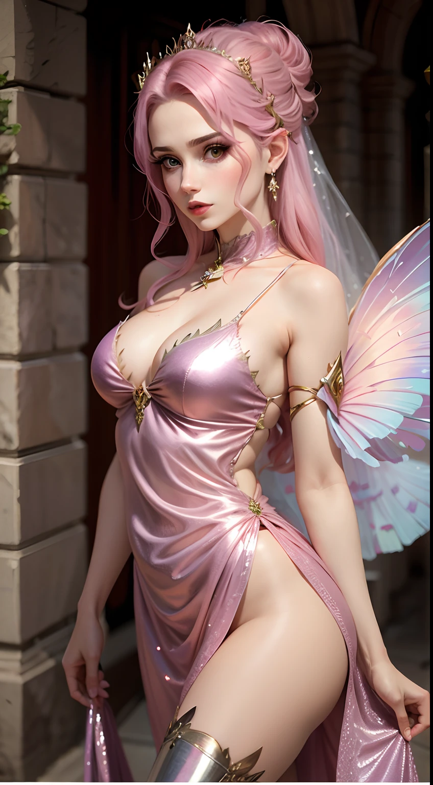 Fada Araffe com cabelo rosa e asas posando para uma foto, fantasy photoshoot, cosplay glamouroso, fada adulta bonita, fada bonita, cosplay glamouroso elegante, fada do livro adulto bonita, rainha fada adulta bonita, Succubus em vestido curto apertado, Rainha Fada, fada, Fada, Amouranth, Rainha elfa bonita e elegante, usando roupas de fantasia