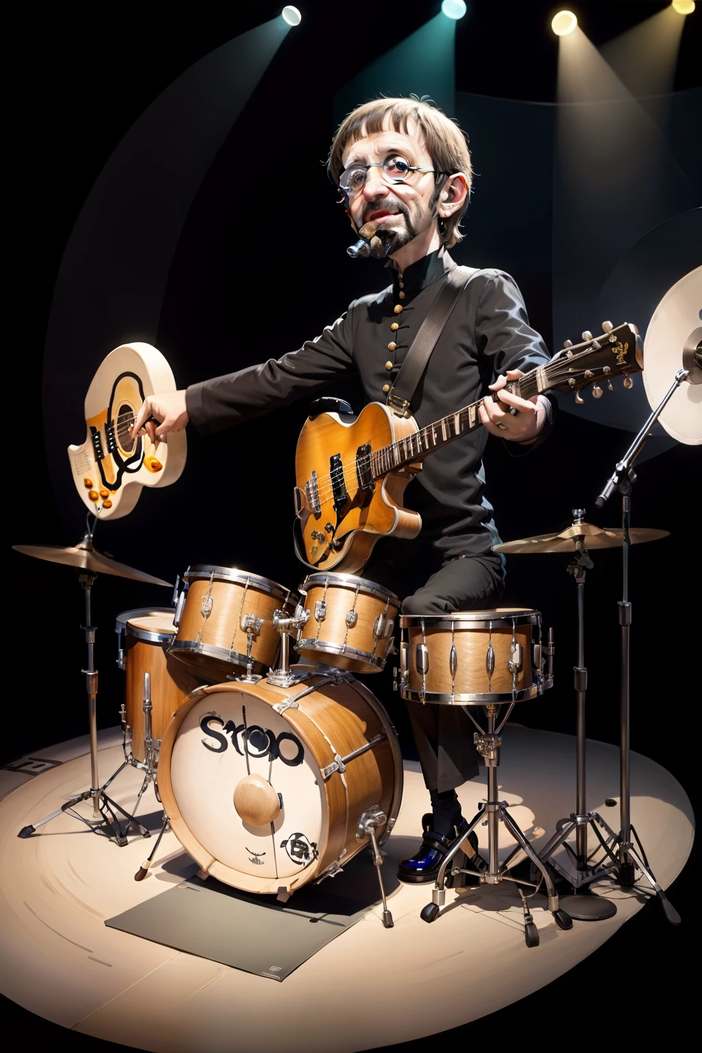 Ringo Starr, As a sock puppet, playing drums, concept art, 4k