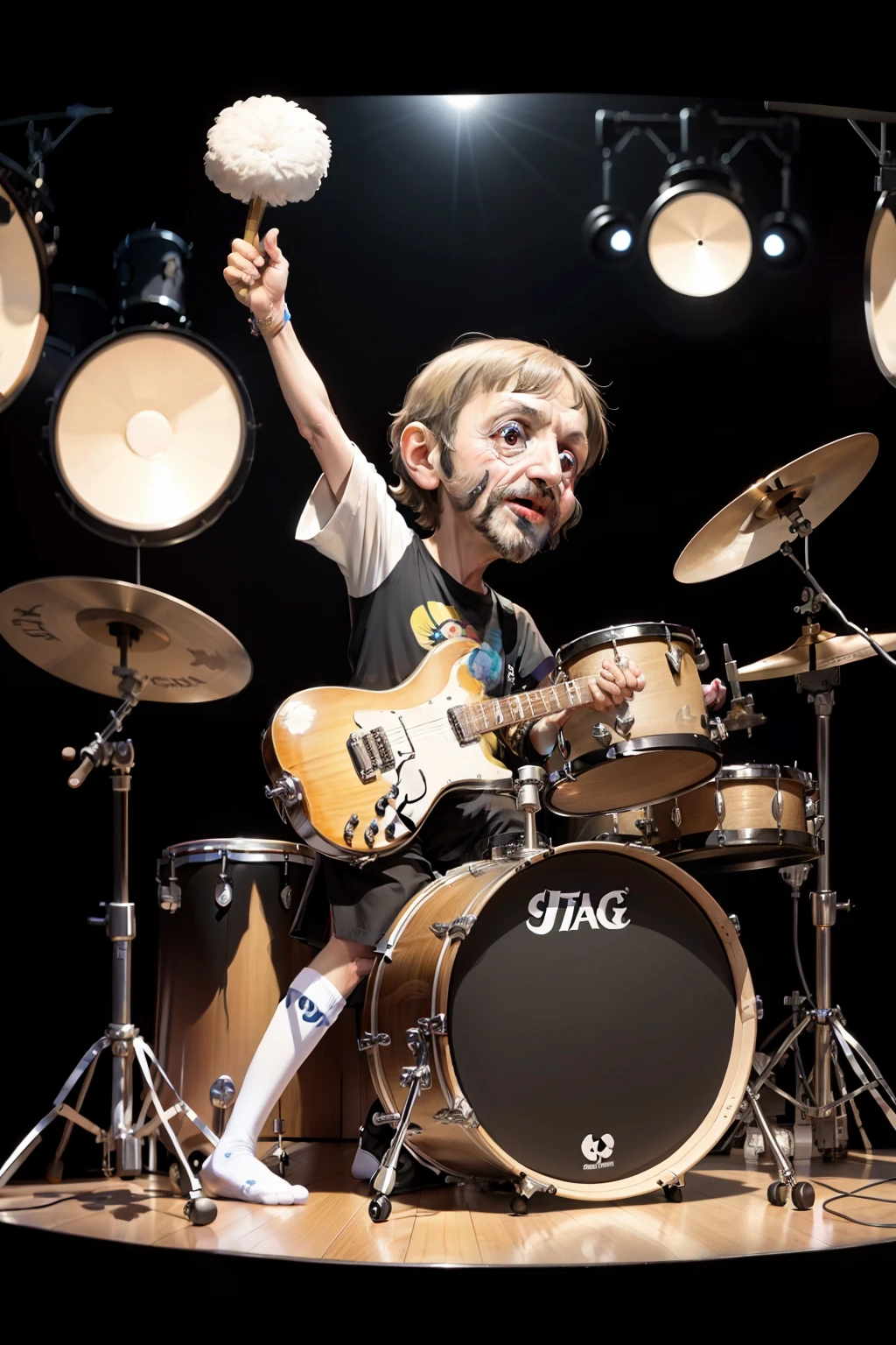 Ringo Starr, As a sock puppet, playing drums, concept art, 4k