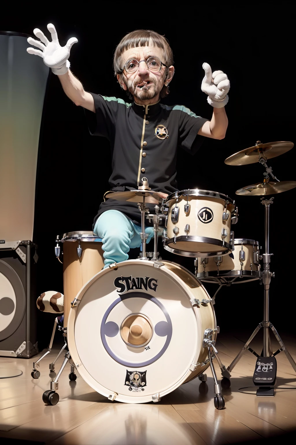 Ringo Starr, As a sock puppet, playing drums, concept art, 4k