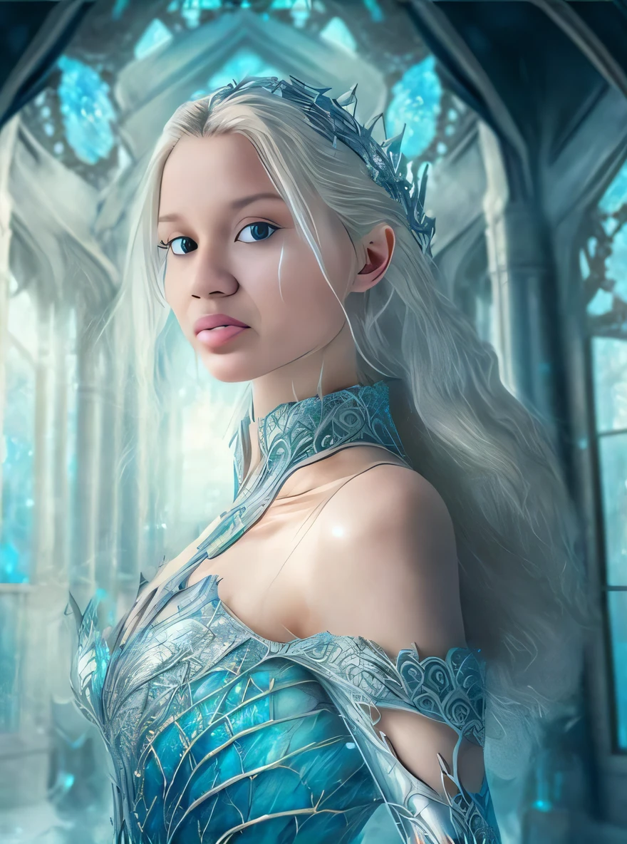 um close up de uma mulher em um vestido azul com um tiable, retrato bonito da arte da fantasia, bela arte de fantasia, Princesa do gelo, beautiful elven princess, retrato bonito da fantasia, arte de fantasia muito bonita, linda donzela fantasia, mulher da fantasia, retrato da arte da fantasia, muito bonito elven top model, rainha do gelo, Rainha elfa bonita e elegante, Emma Watson como a Rainha do Gelo