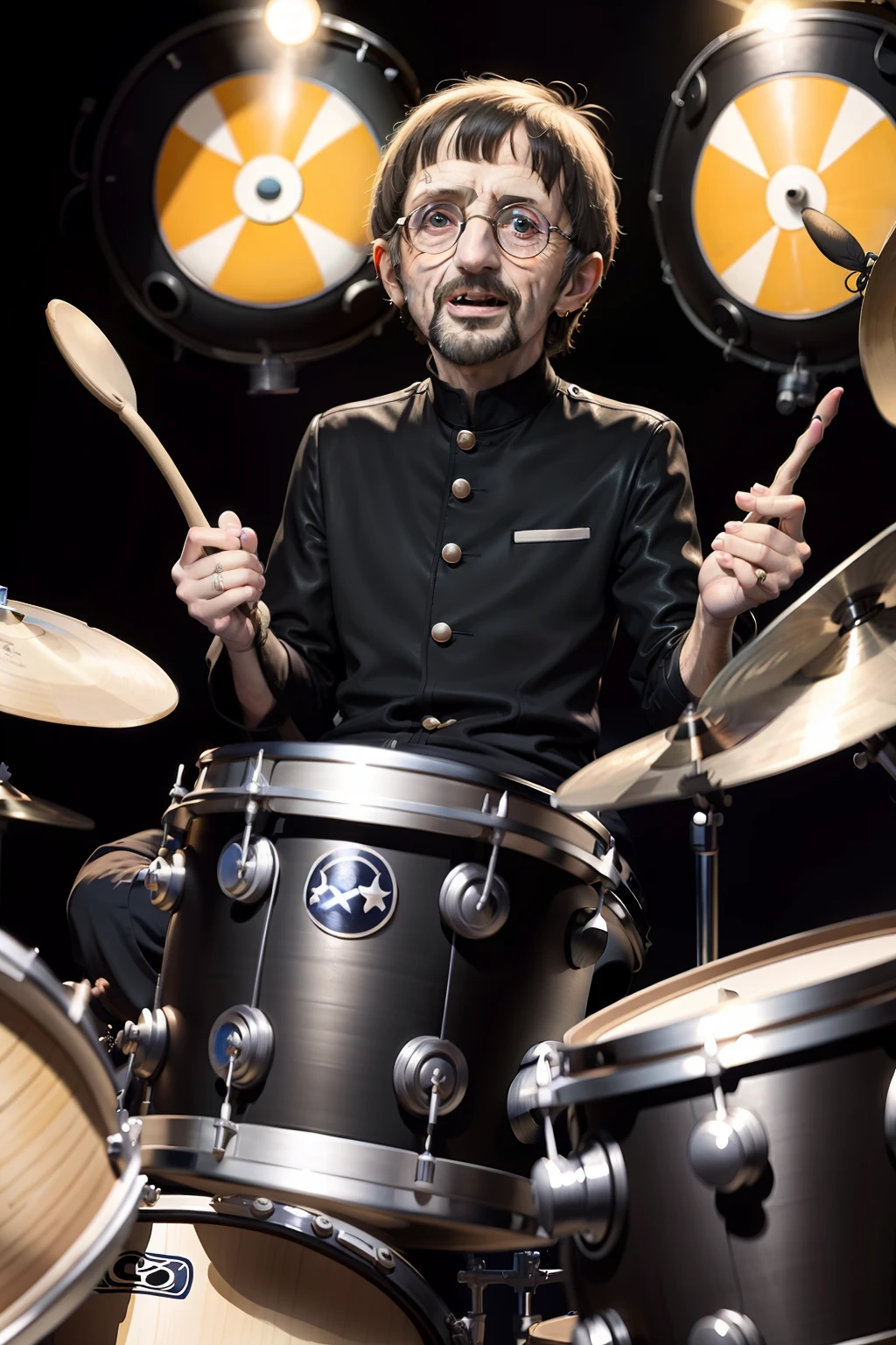 Ringo Starr, As a sock puppet, playing drums, concept art, 4k